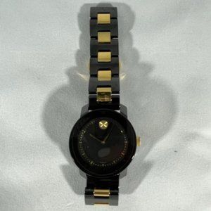 Movado Bold Black and Gold Two-Tone Watch